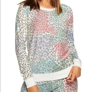 Chaser Painted Leopard Cozy Knit Womans Sweatshirt- NWT